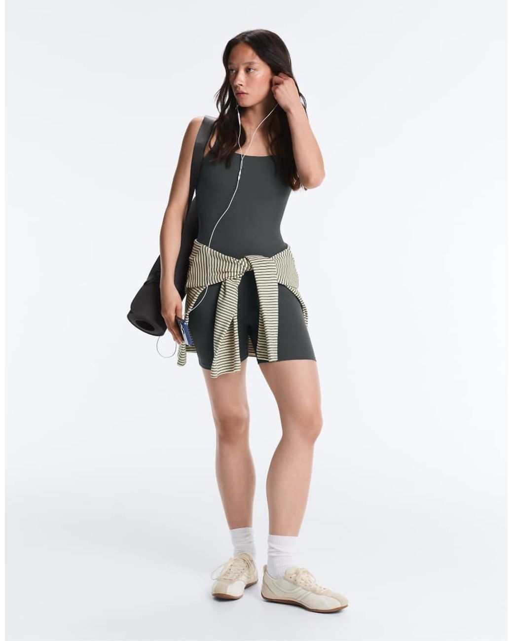 Oysho Gray Comfortlux Braided Short Jumpsuit