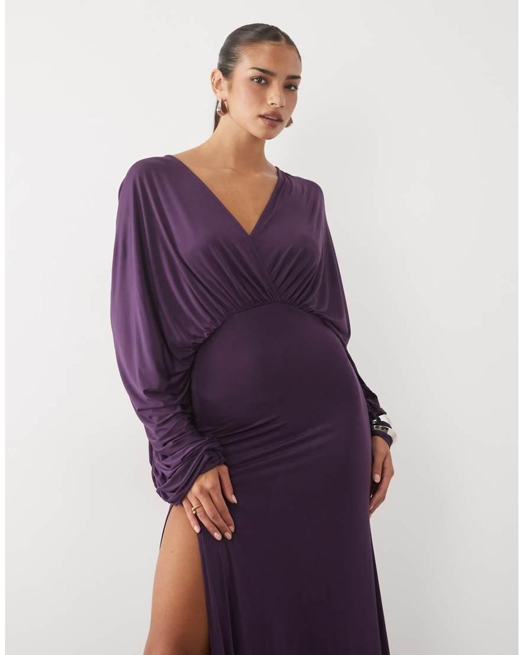ASOS Purple Slinky Blouson Maxi Dress