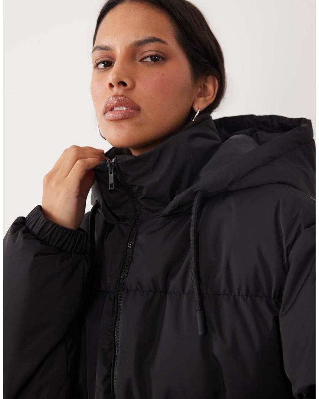 Brave Soul Blue Maxi Length Puffer Coat