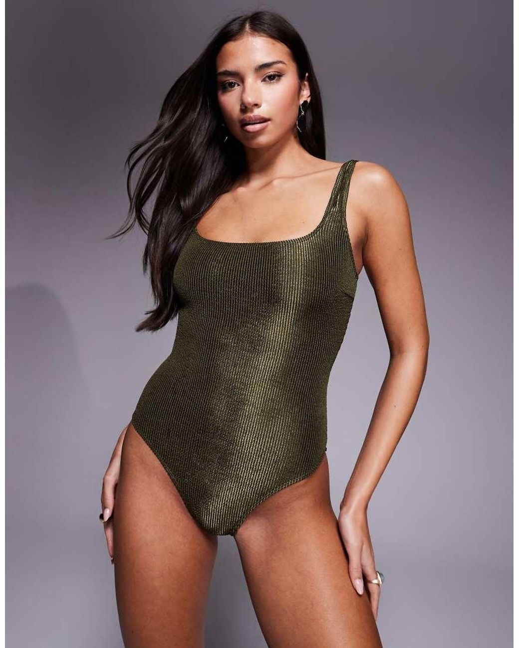 South Beach Green Crinkle Swimsuit