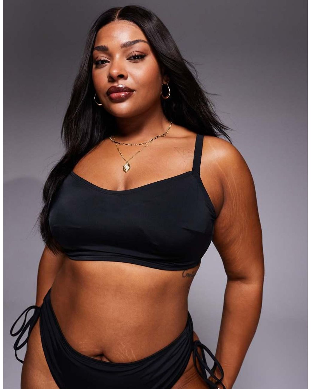 ASOS Black Asos Design Curve Maya Skinny Crop Bikini Top With Hidden Underwire