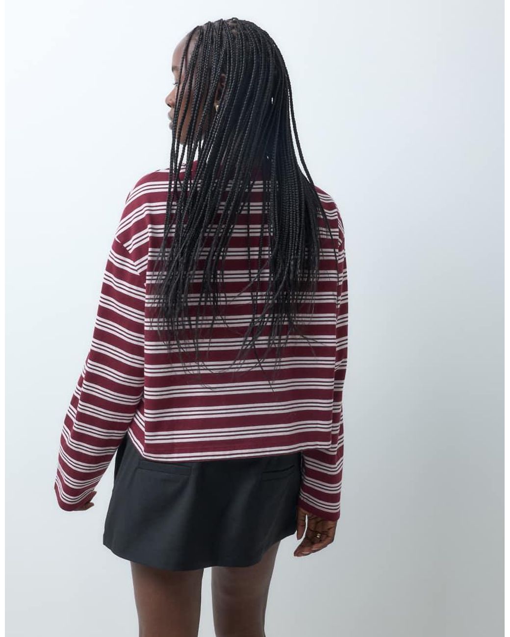 ASOS Red Long Sleeve Boxy Cropped T-shirt