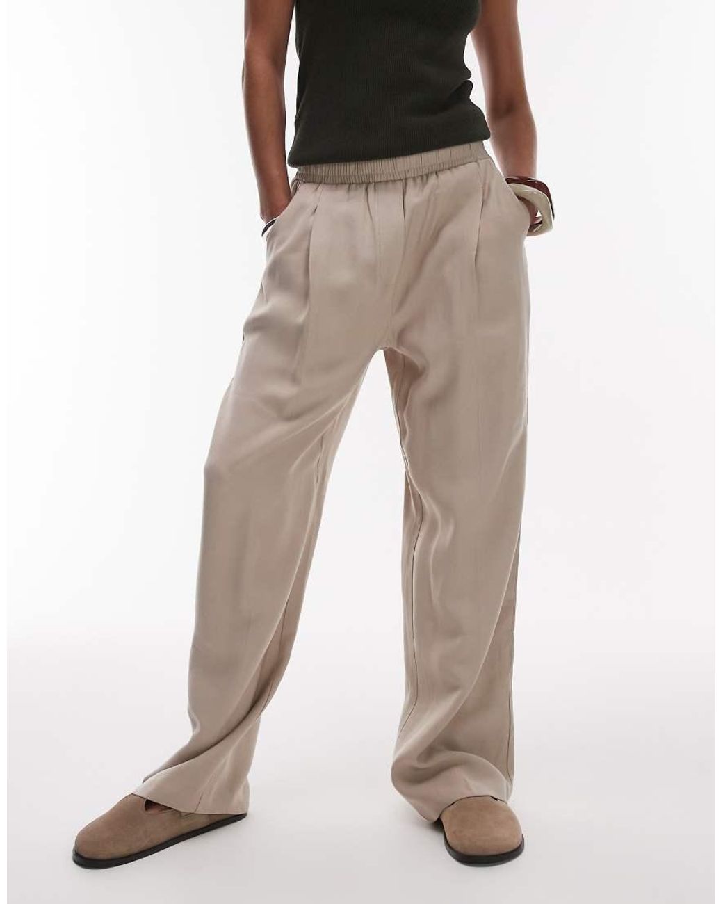 TOPSHOP Natural Elasticated Waistband Tailored Jogger Trouser