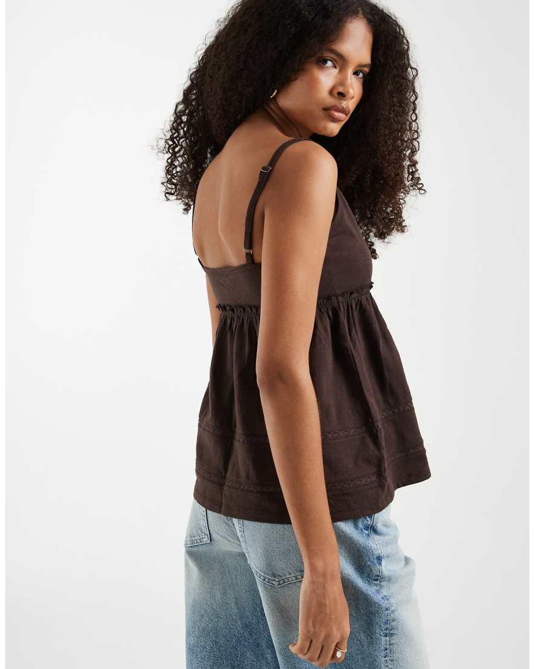 Hollister Black Tie Front Babydoll Cami Top
