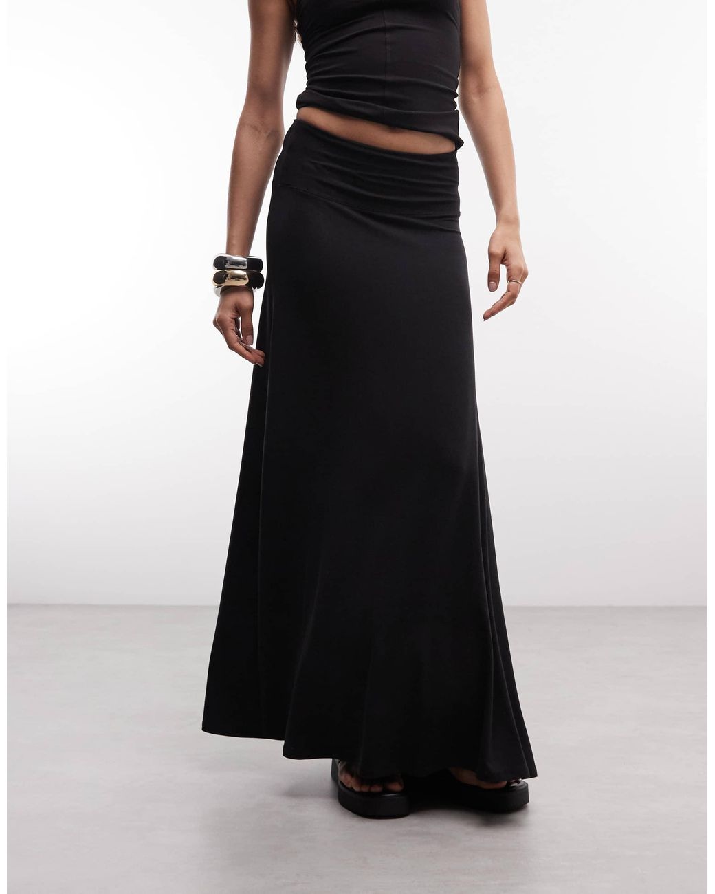 Jupe longue drapée Weekday en coloris Black