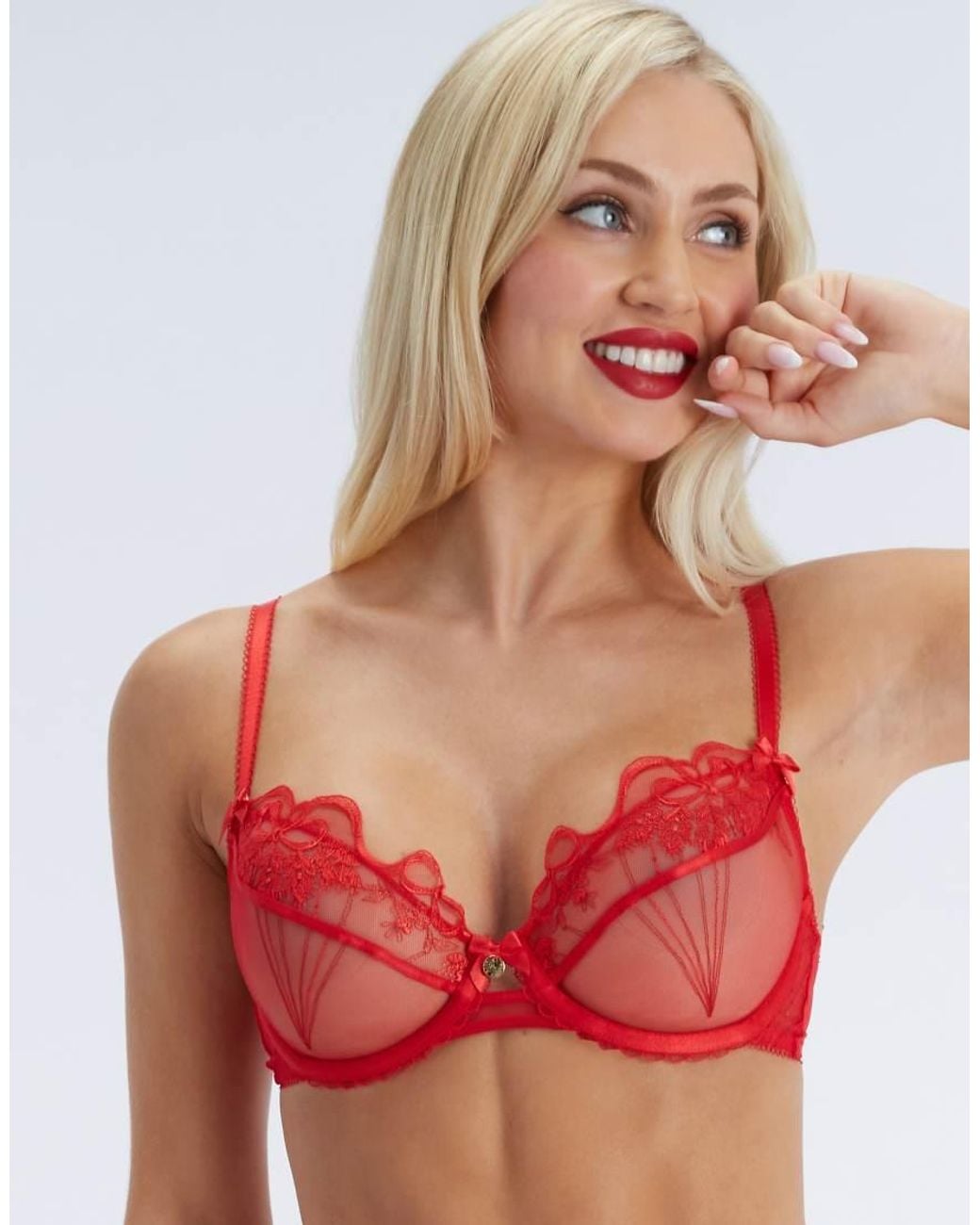 Boux Avenue Claudette Embroidered Plunge Bra Underwired Sexy Lingerie