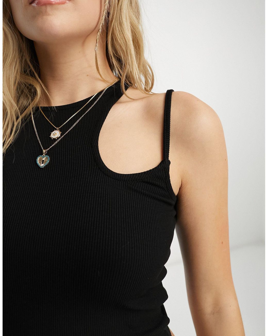 Stradivarius Black Seamless One Shoulder Top