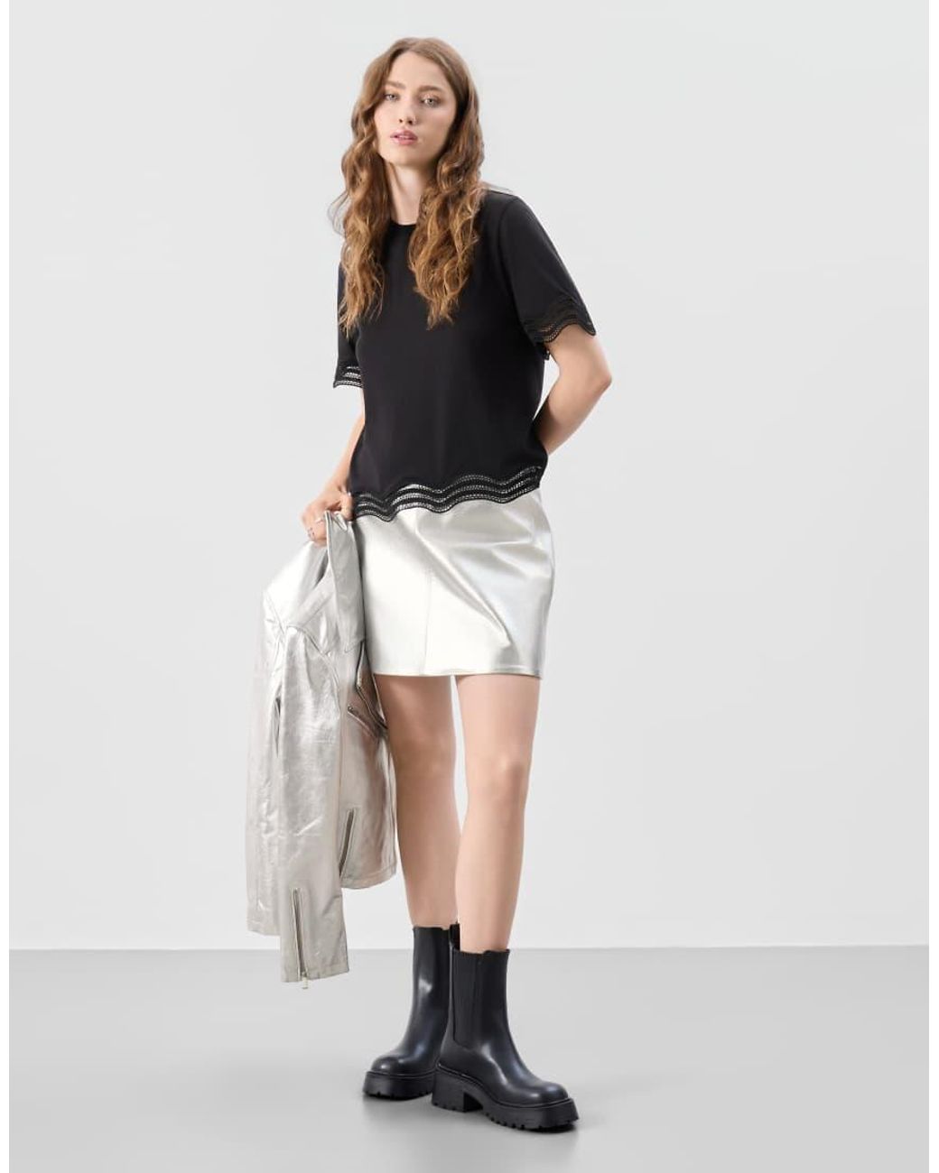 Bolongaro Trevor Black Real Leather Heather Mini Skirt