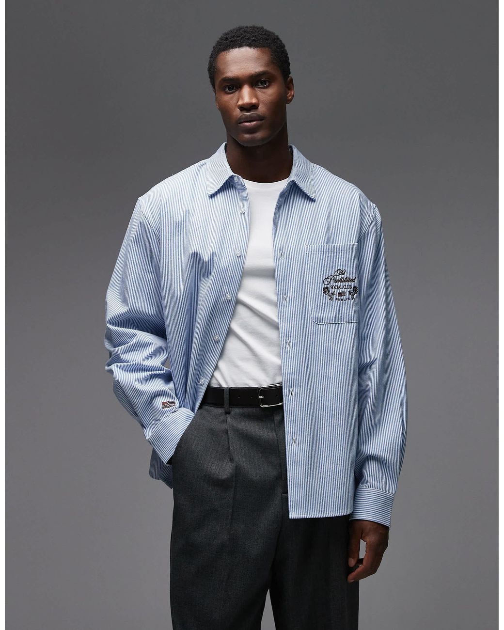 Chemise manches longues à logo sur la poche - rayures es Prohibited pour homme en coloris White