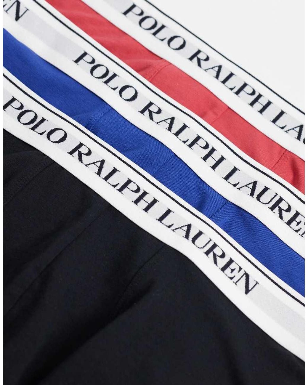 Polo Ralph Lauren Blue 3 Pack Logo Waistband Trunks for men