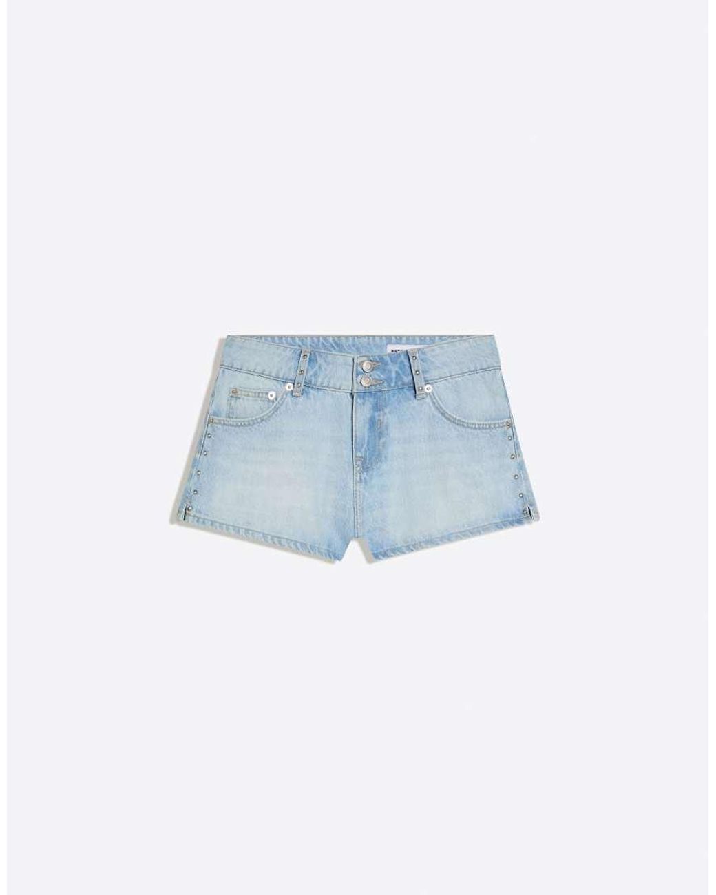 Bershka White Denim Print Shorts