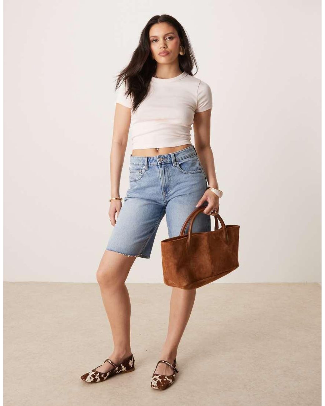 Gina Tricot Blue Denim Bermuda Shorts