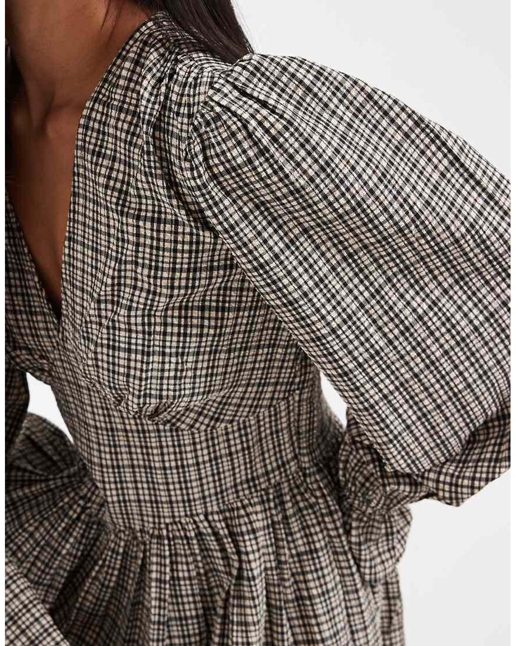 Wednesday's Girl Gray V Neck Mini Dress