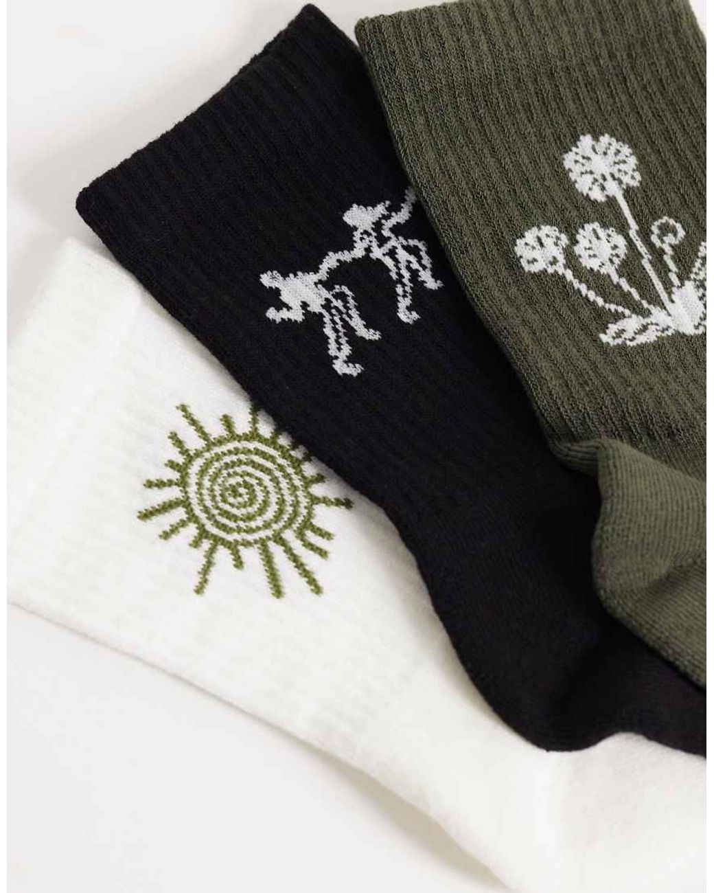 ASOS White 3 Pack Socks With Graphic for men
