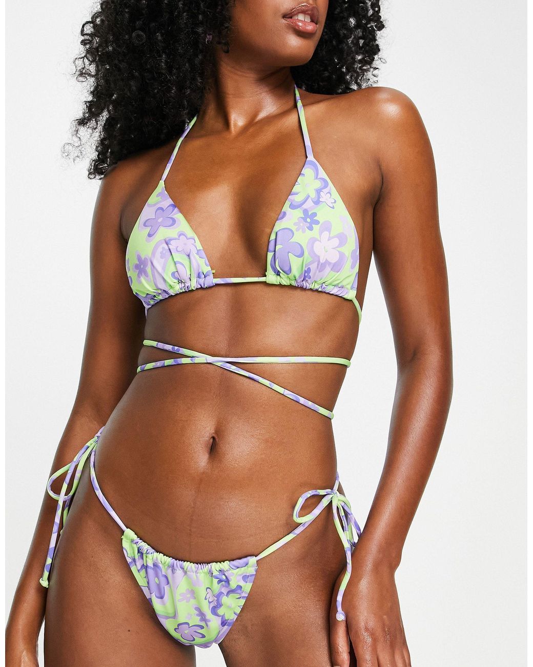 Bershka Synthetic Mix & Match Bikini Bottom in Green | Lyst