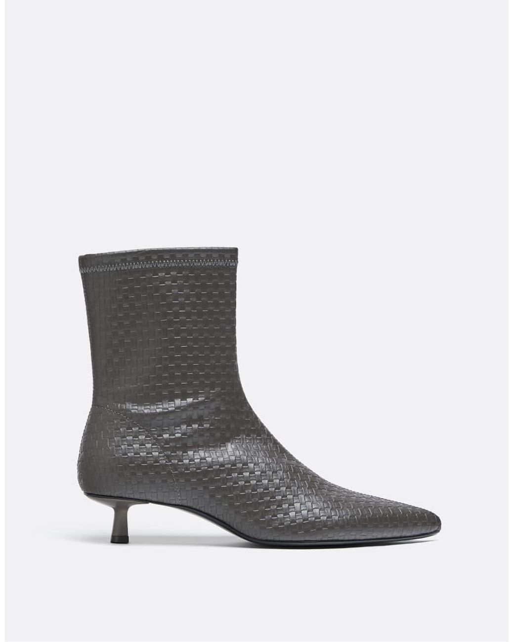 Stradivarius Gray Embossed Heeled Ankle Boots