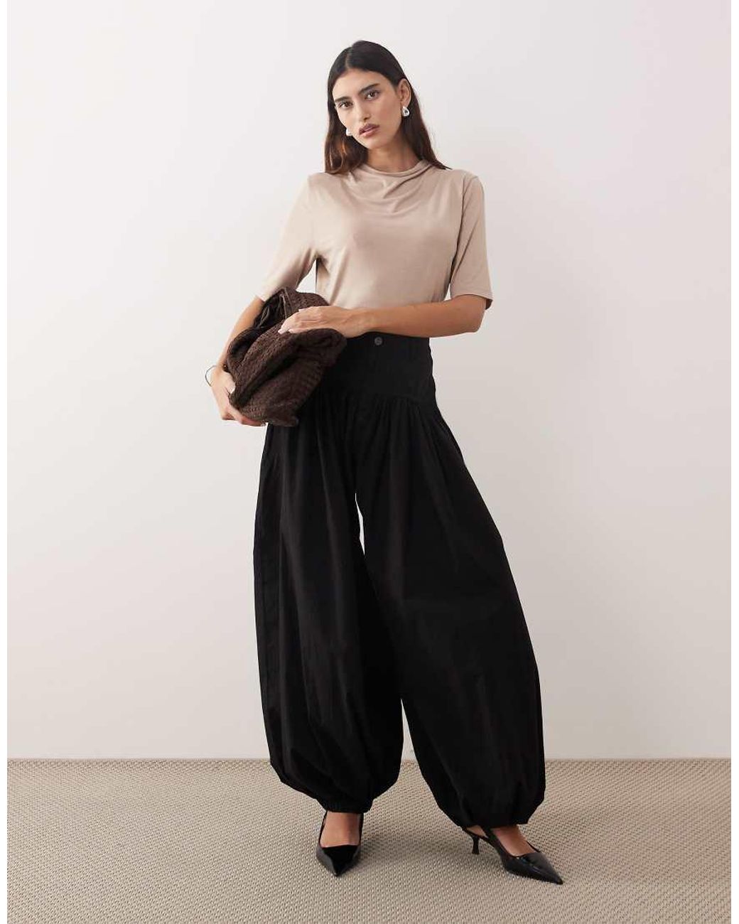 ARRANGE Black Modal Cowl Neck T-shirt
