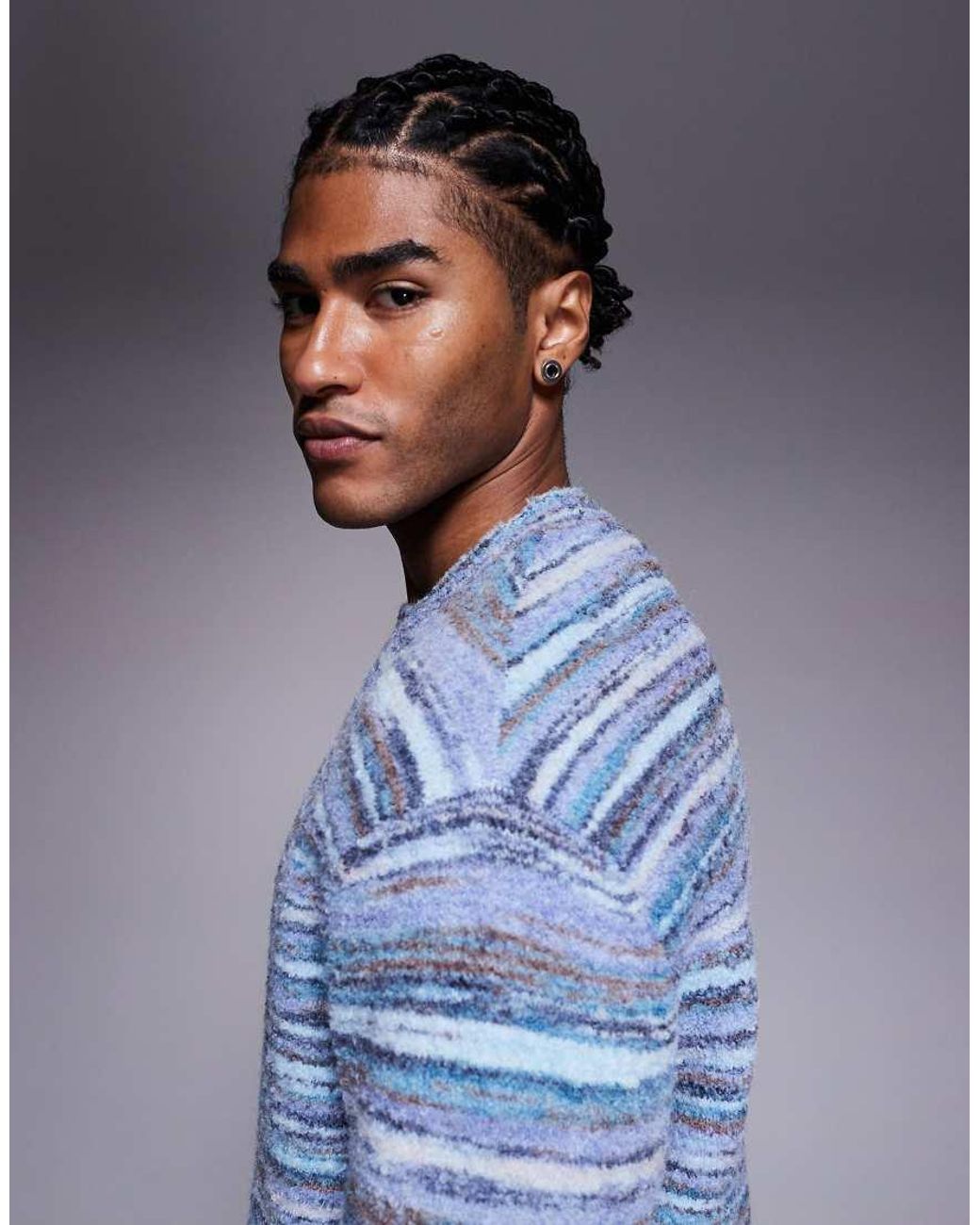 ASOS Blue Oversized Textured Knitted Jumper for men