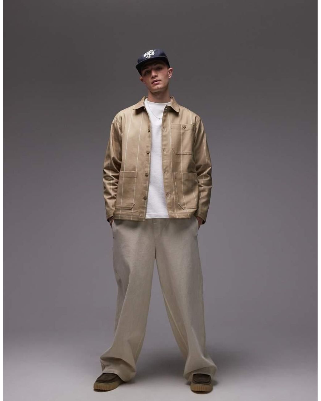 Parlez Brown Flow Logo Detail Chore Jacket for men