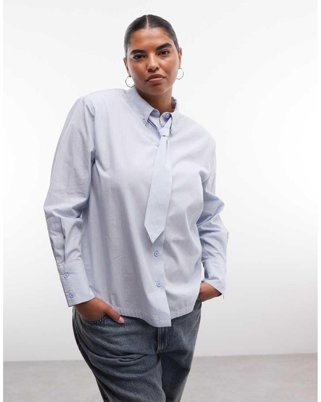 ASOS White Asos Design Curve Shirt With Tie