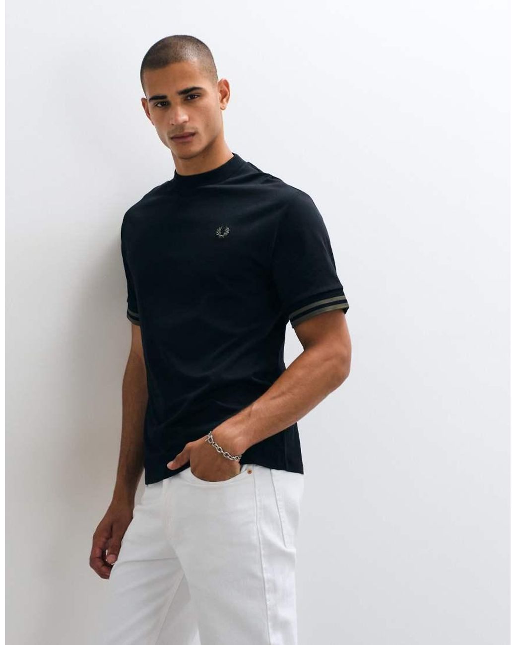 Fred Perry White Bold Tipped T-Shirt for men