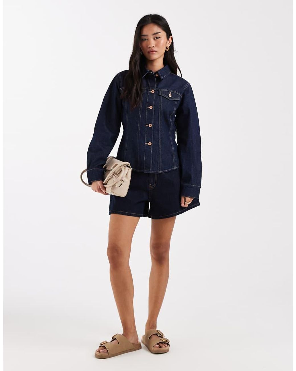 New Look Blue Cinched Denim Jacket