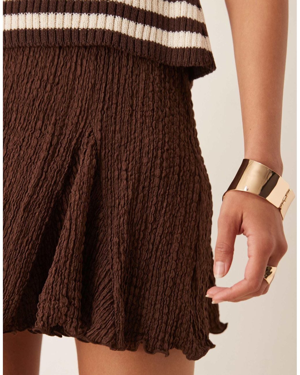 ASOS Natural Texture Godet Mini Skirt