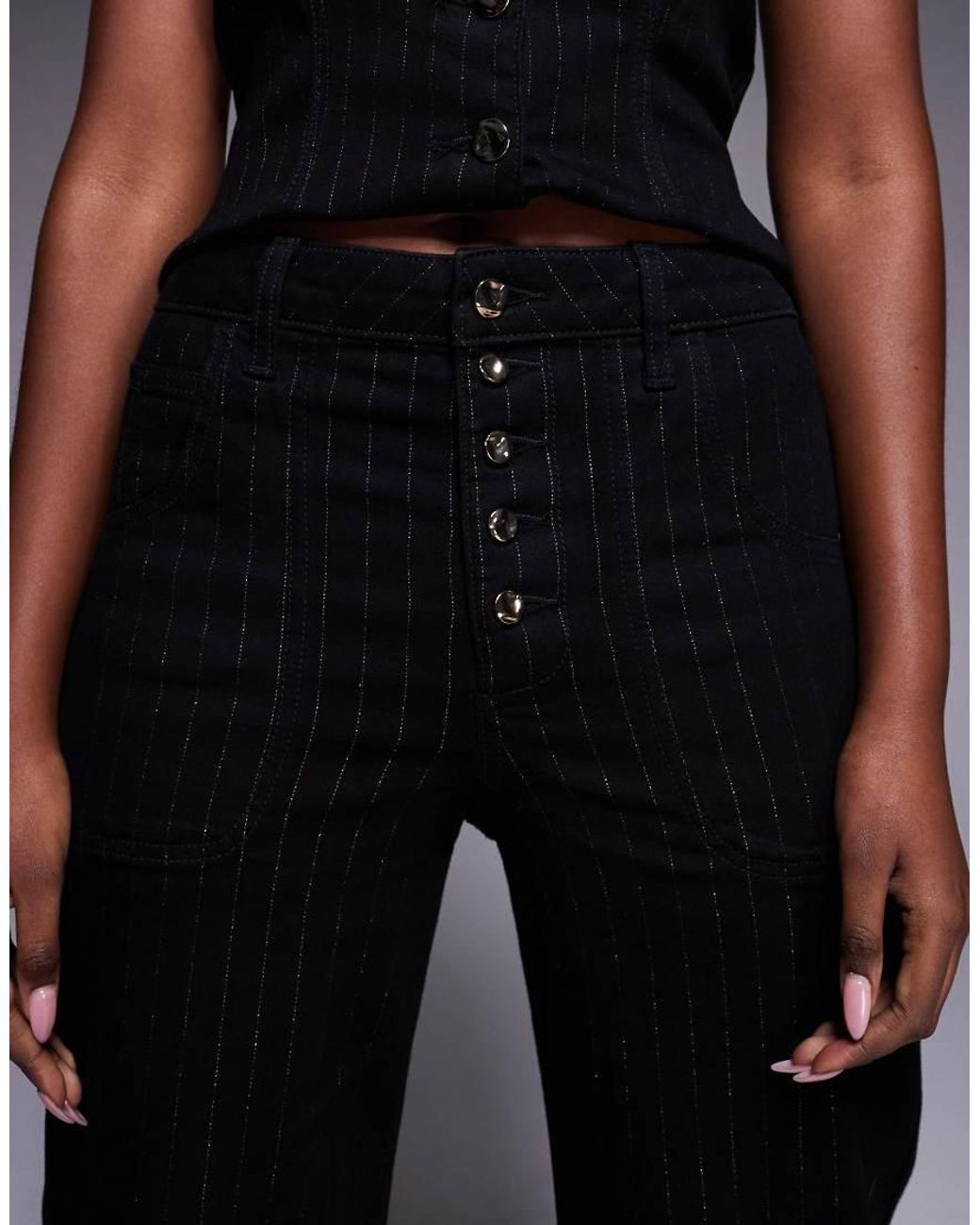 River Island Blue Pinstripe Relaxed Palazzo Jean