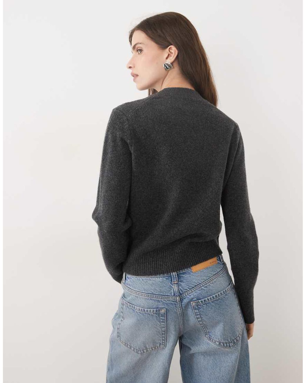 ASOS Black Wool Blend Neat Fit Jumper