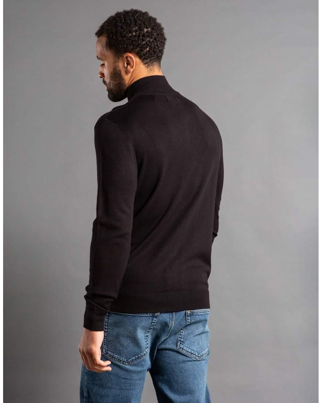 French Connection Black 1/2 Zip Knitted Jumper for men
