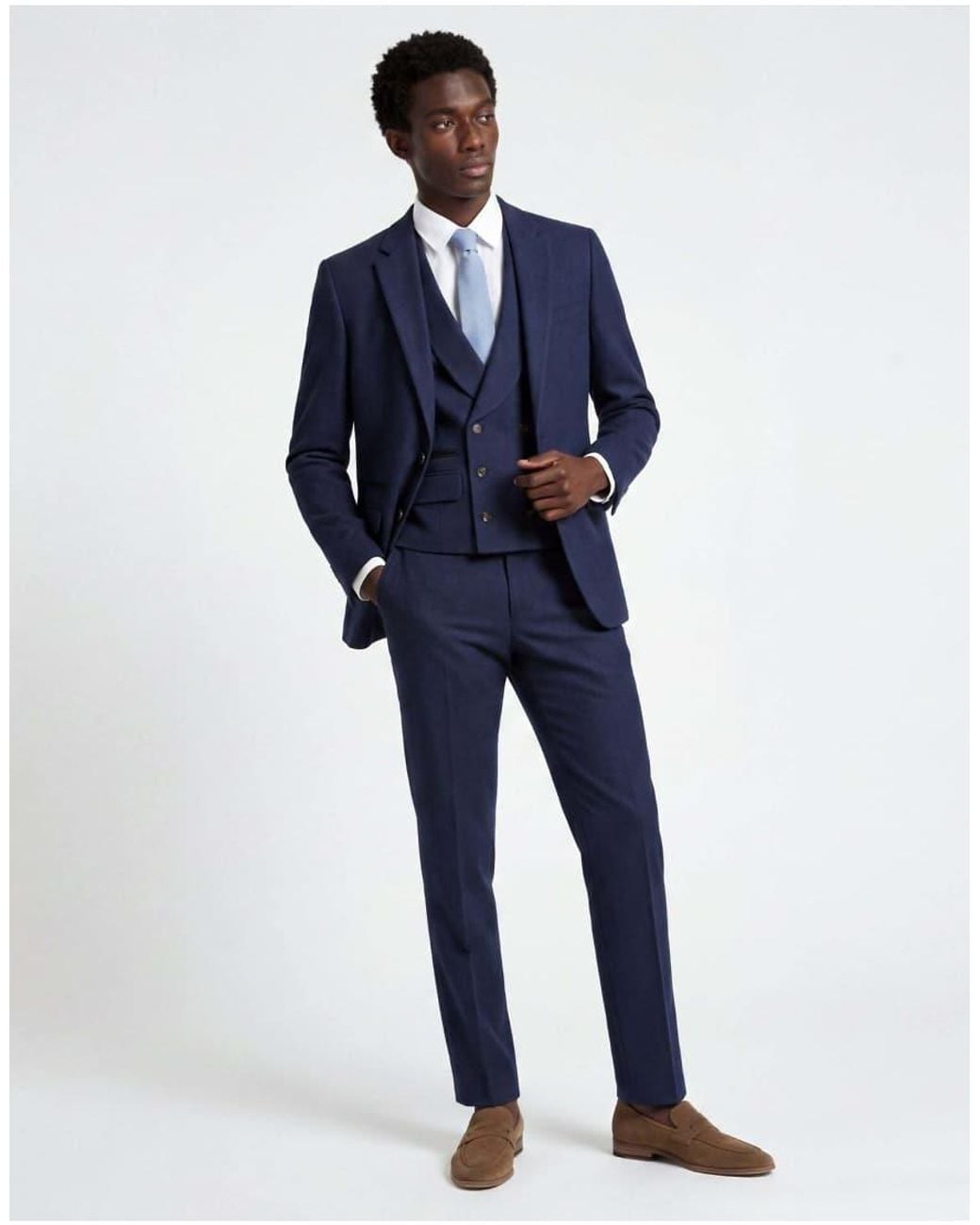 Harry Brown Blue Eton Wool Tweed Suit Jacket for men