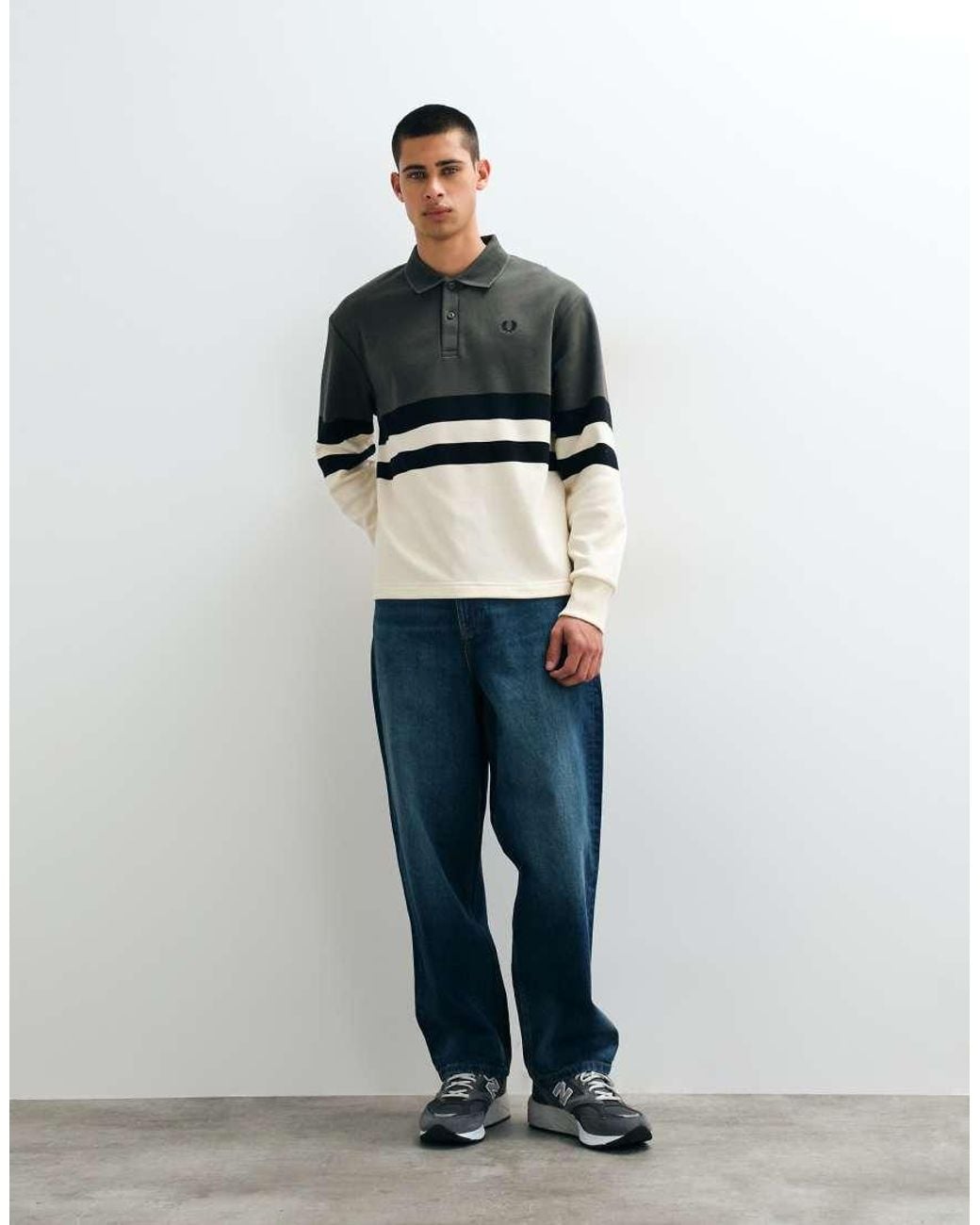 Fred Perry Multicolor Colour Block Collared Sweatshirt for men