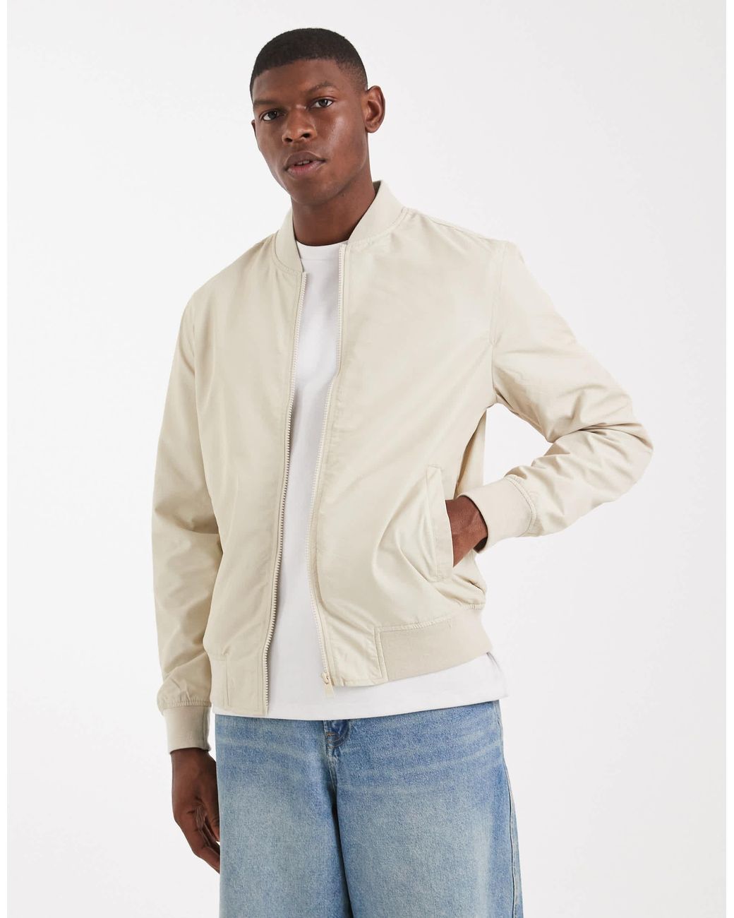 ASOS – leichte bomberjacke in Natural für Herren