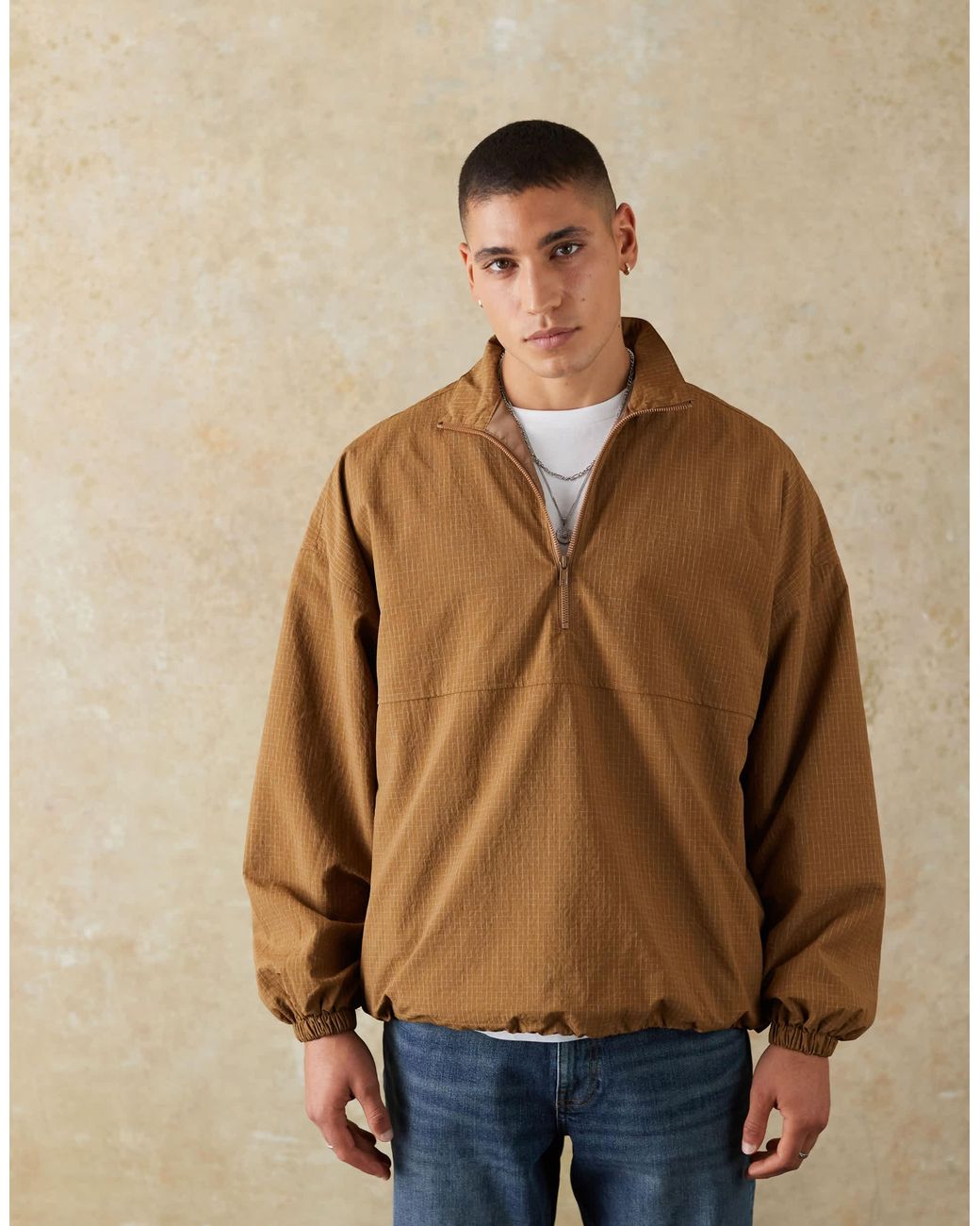 ASOS Natural Overhead Windbreaker for men