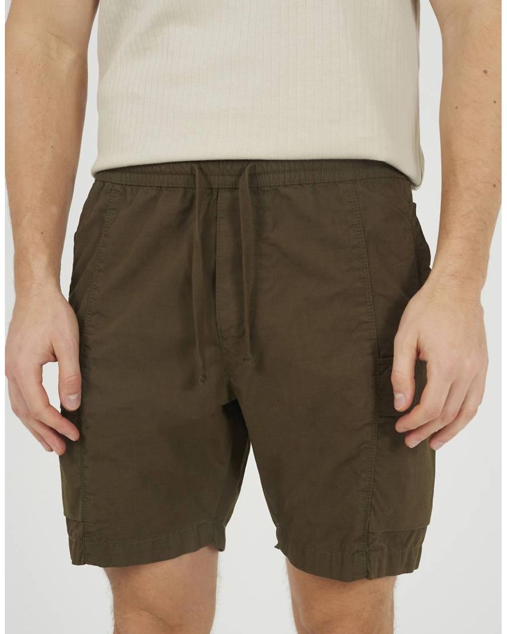 Brave Soul Green Ripstop Cargo Shorts for men