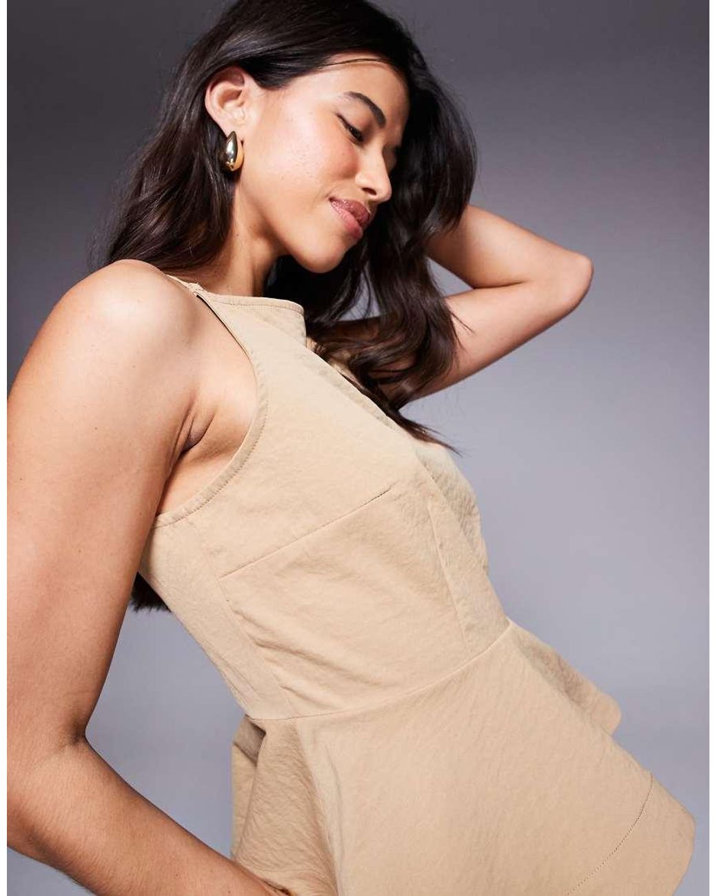 ASOS Brown Tailored Peplum Cami Top Co-ord