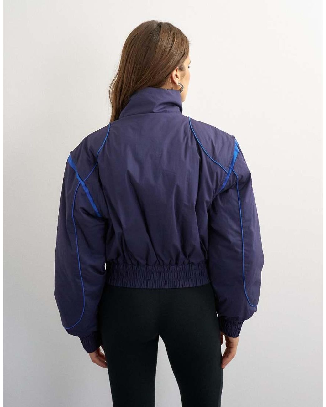 TOPSHOP Blue Padded Funnel Neck Jacket With Contrast Binding