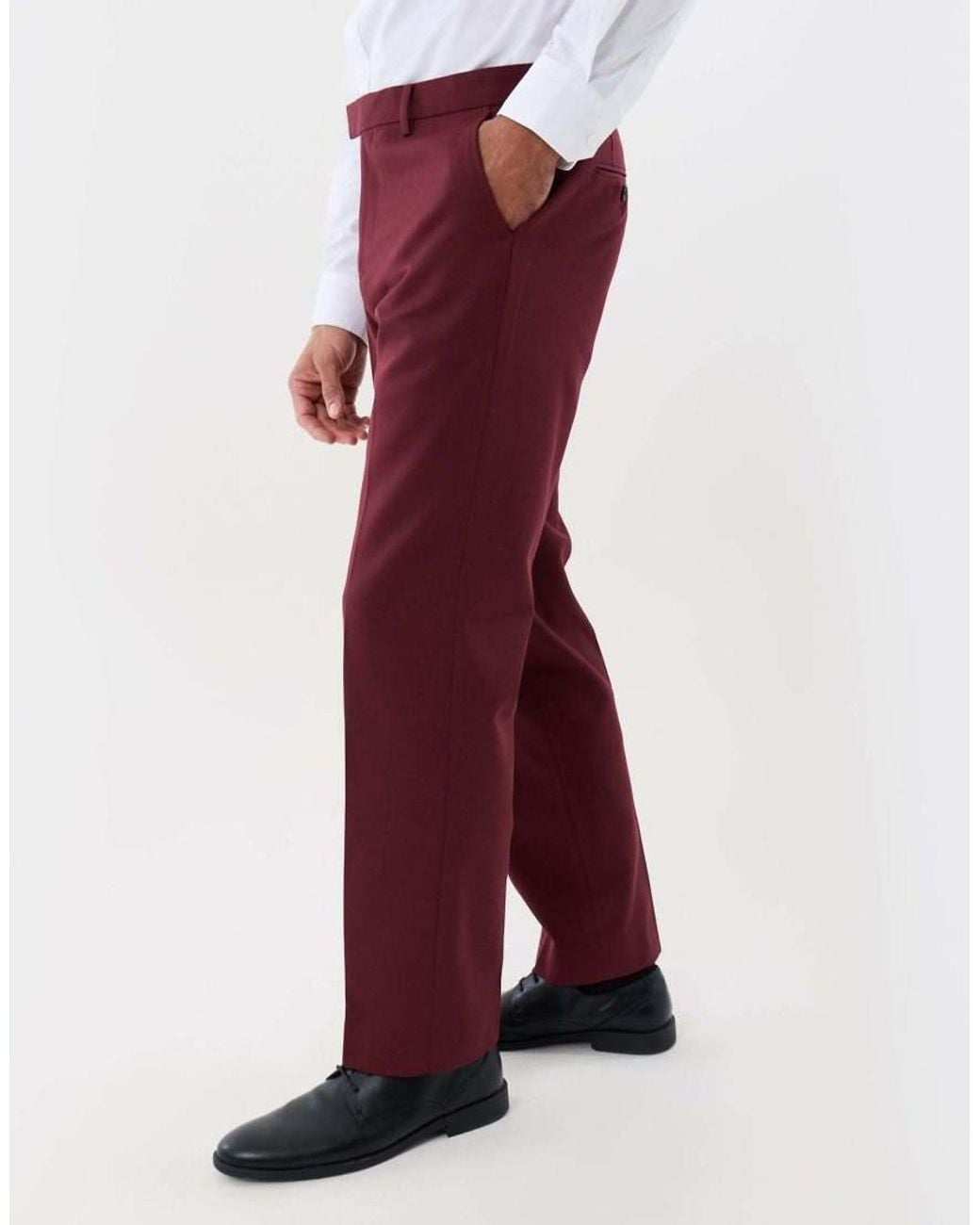 Threadbare White Tailored Fit Suit Trousers for men