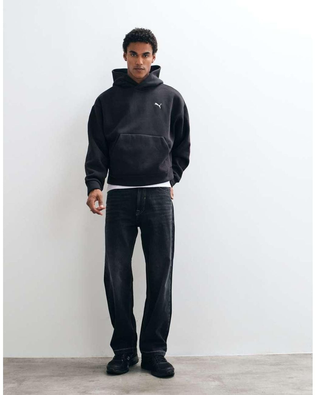 PUMA Blue Essentials Heavy Fleece Boxy Hoodie Oversized for men