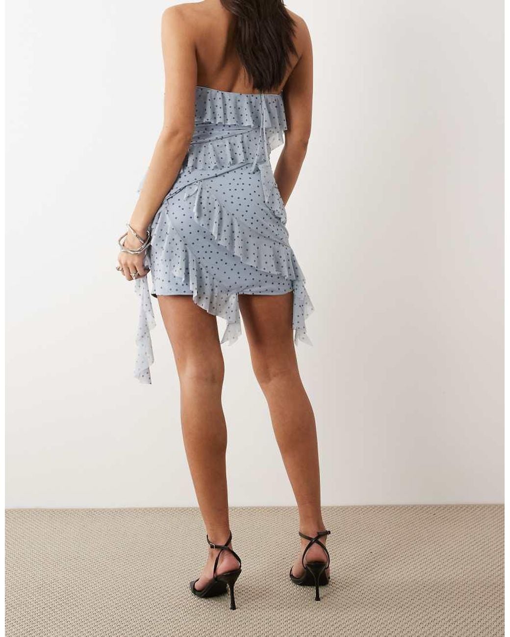 ASOS Blue Co-ord Stretch Chiffon Ruffle Mini Skirt