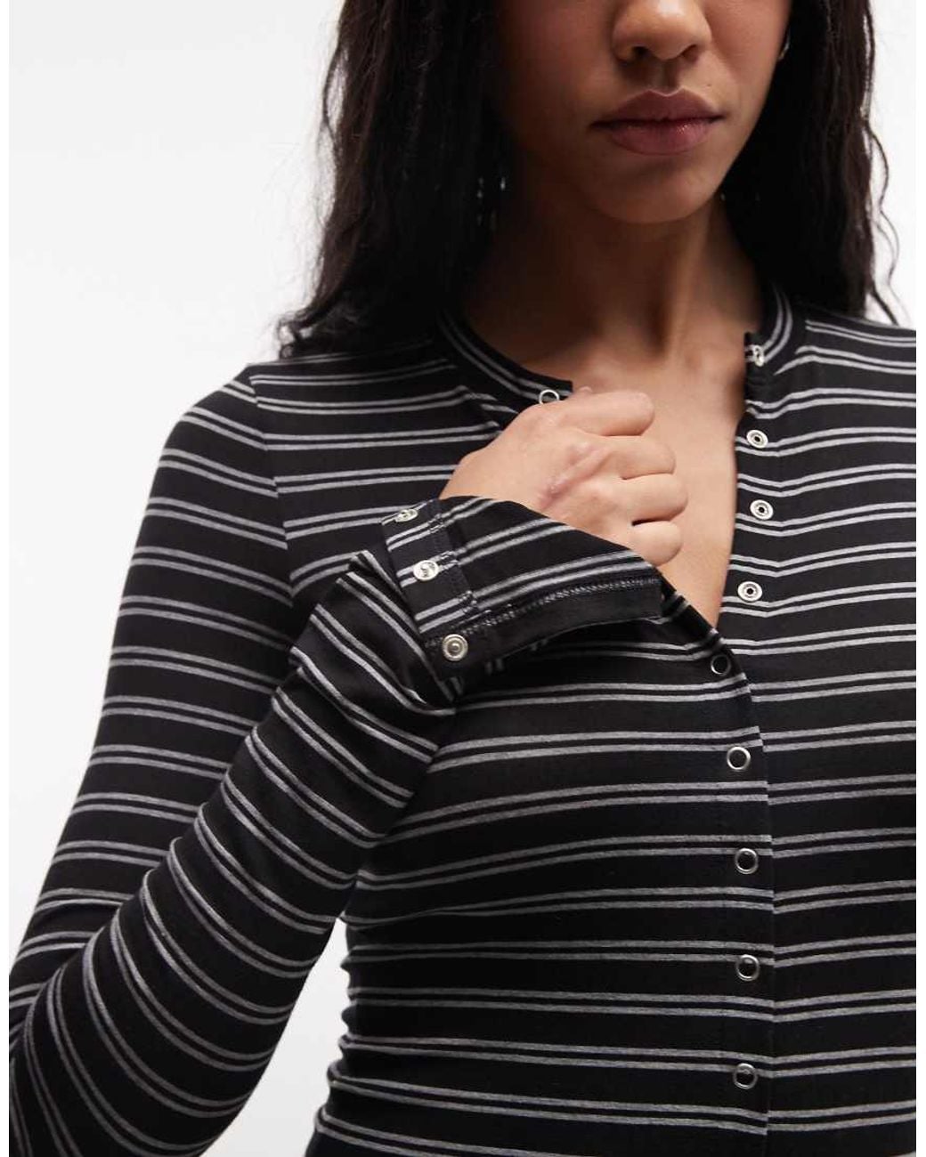 Weekday Black Long Sleeve Mini Dress With Press Stud Detail