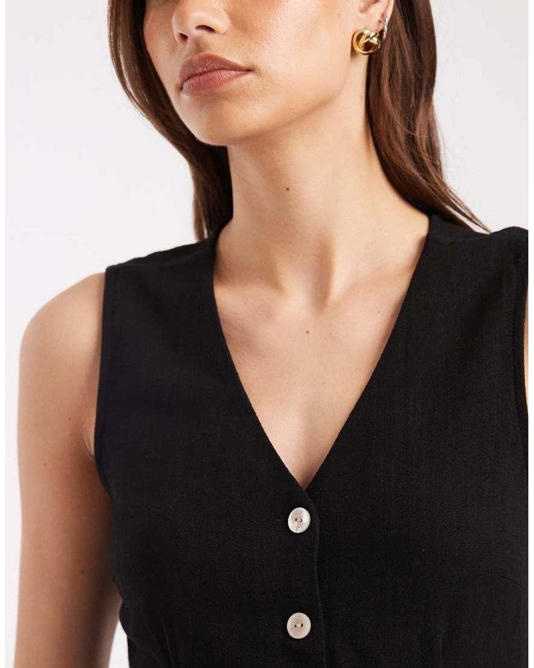 ONLY Black Sleeveless Linen Blend Mini Dress