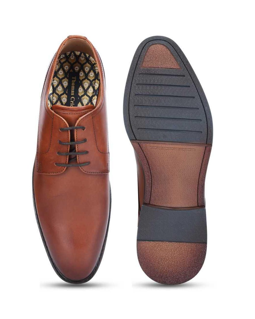 Thomas Crick Brown Lanner Leather Formal Derby Shoes for men