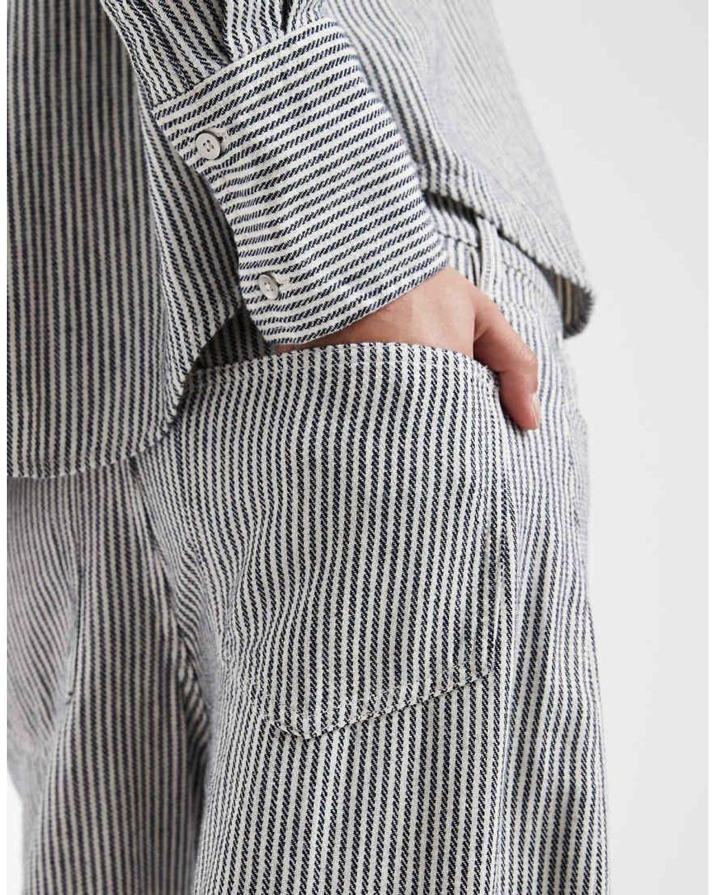 Gap White Co-ord Striped Linen Mix Trouser