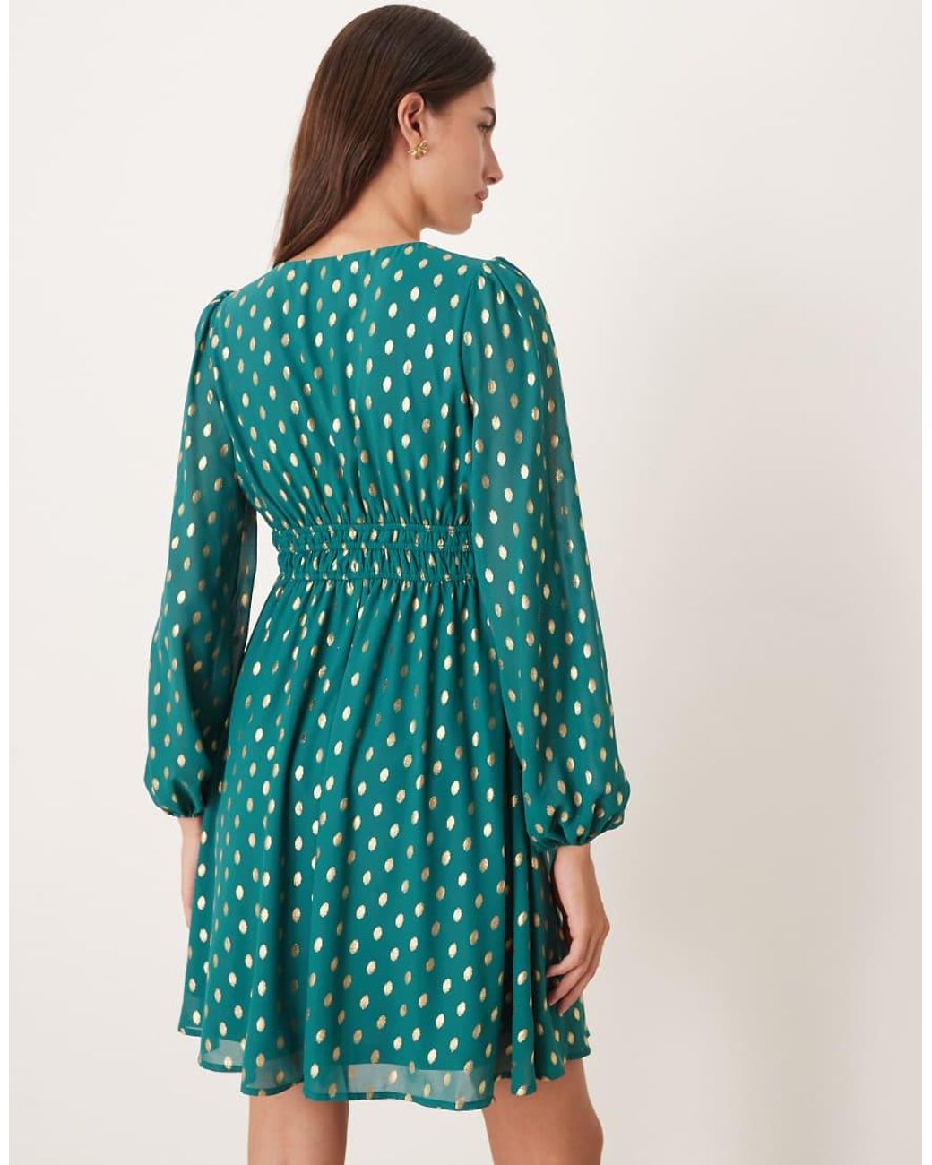Lovedrobe Green Long Sleeve V Neck Mini Dress
