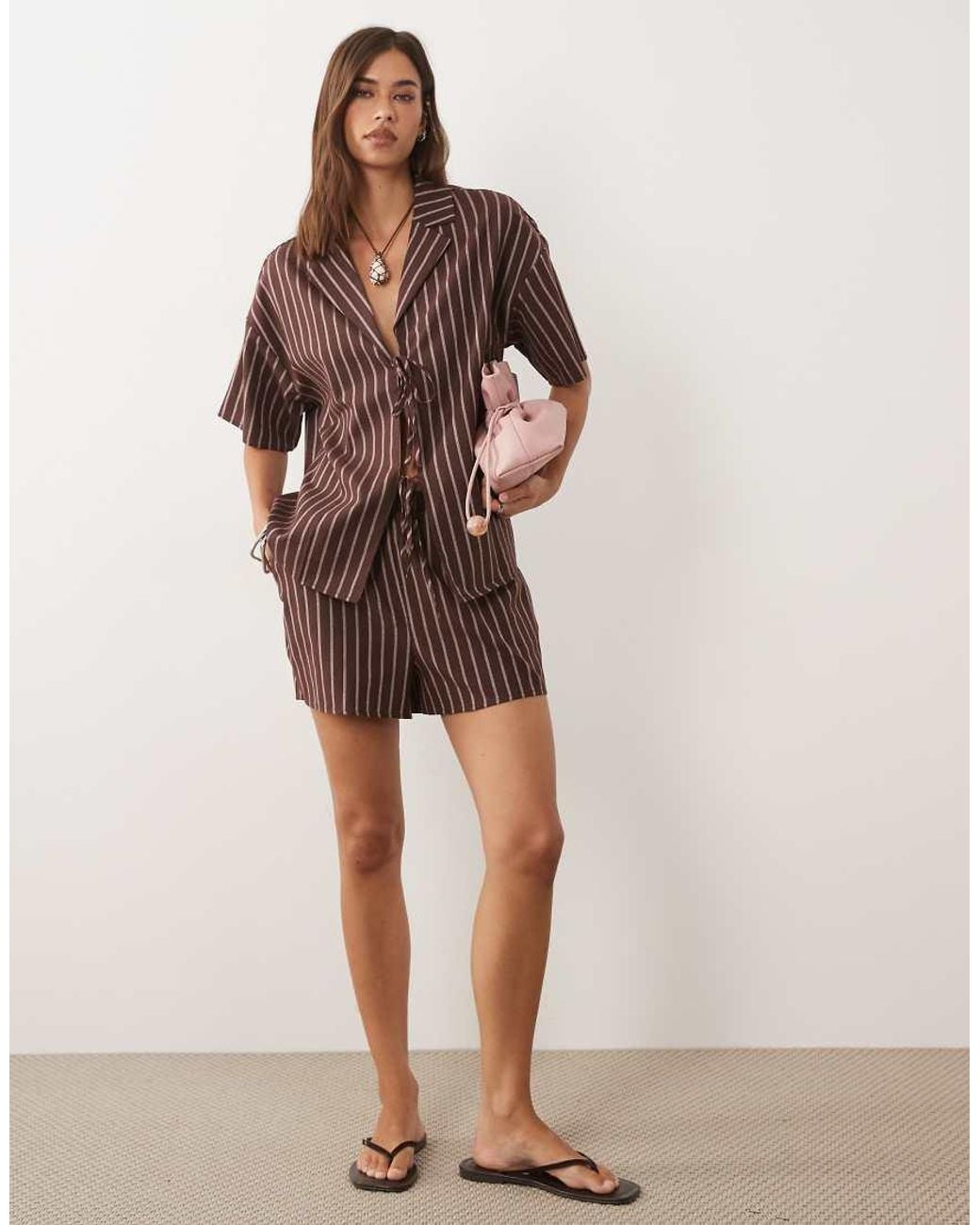 4th & Reckless Green Cotton Blend Oversized Tie Front Detail Beach Shirt Co-Ord