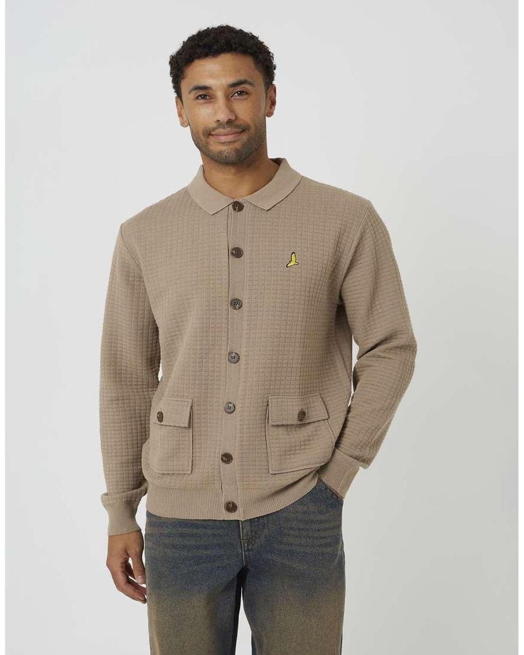 Brave Soul Natural Patch Pocket Knitted Cardigan for men