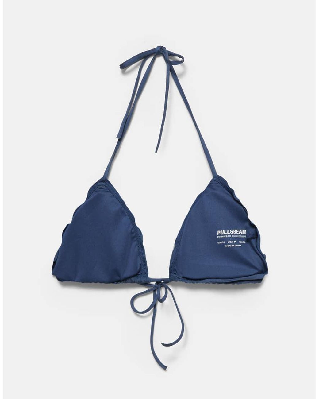 Pull&Bear Blue Ruffled Triangle Bikini Top
