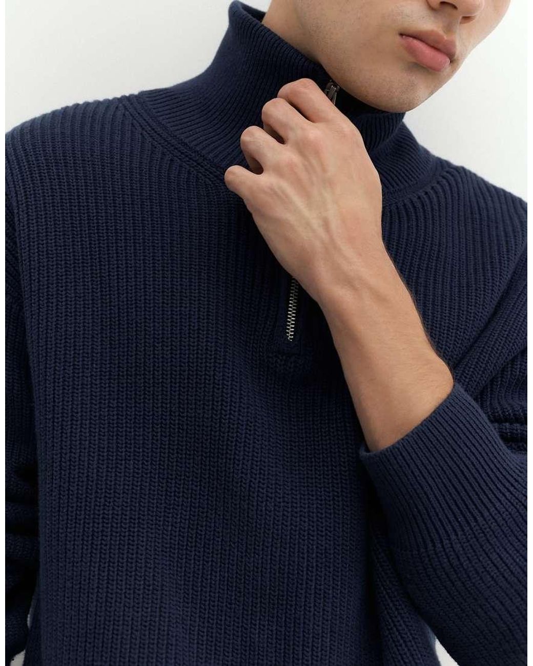 Maglione Con Mezza Zip di Pull&Bear in Blue da Uomo
