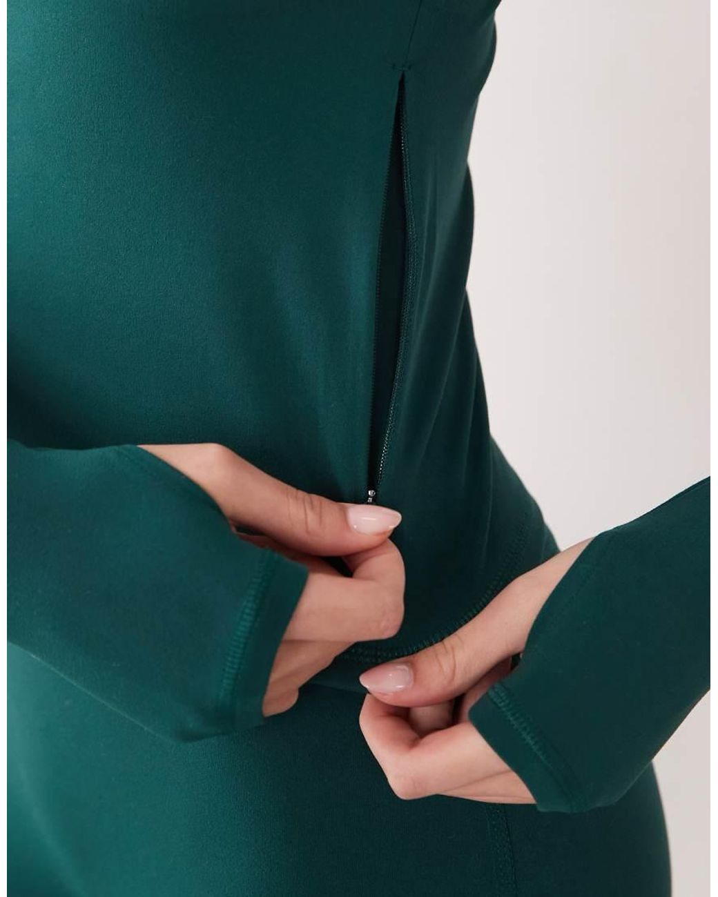 4505 Green Icon Zip Up Studio Long Sleeve Top